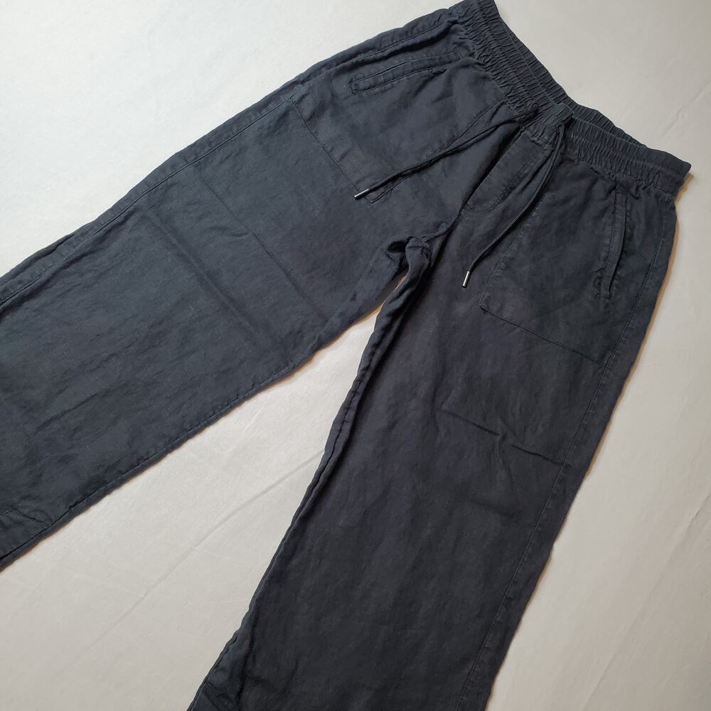 Athleta Womens Size S Linen Wide Leg Lightweight Pant Black